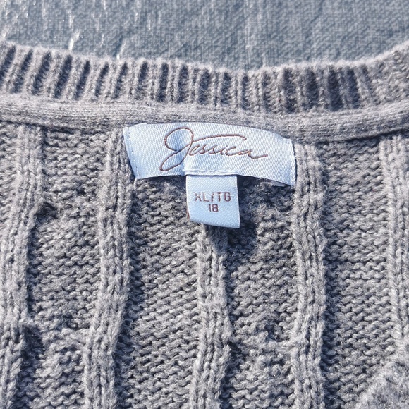 Jessica Cable Knit Sweater Grey Gray Extra Large XL - Picture 2 of 12